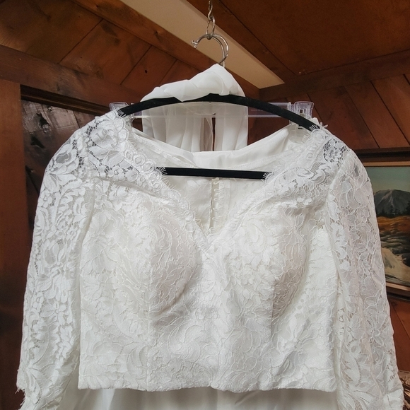 Two Piece White Lace Bohemian Boho Wedding Dress Size 4 Mint Condition - Picture 5 of 16